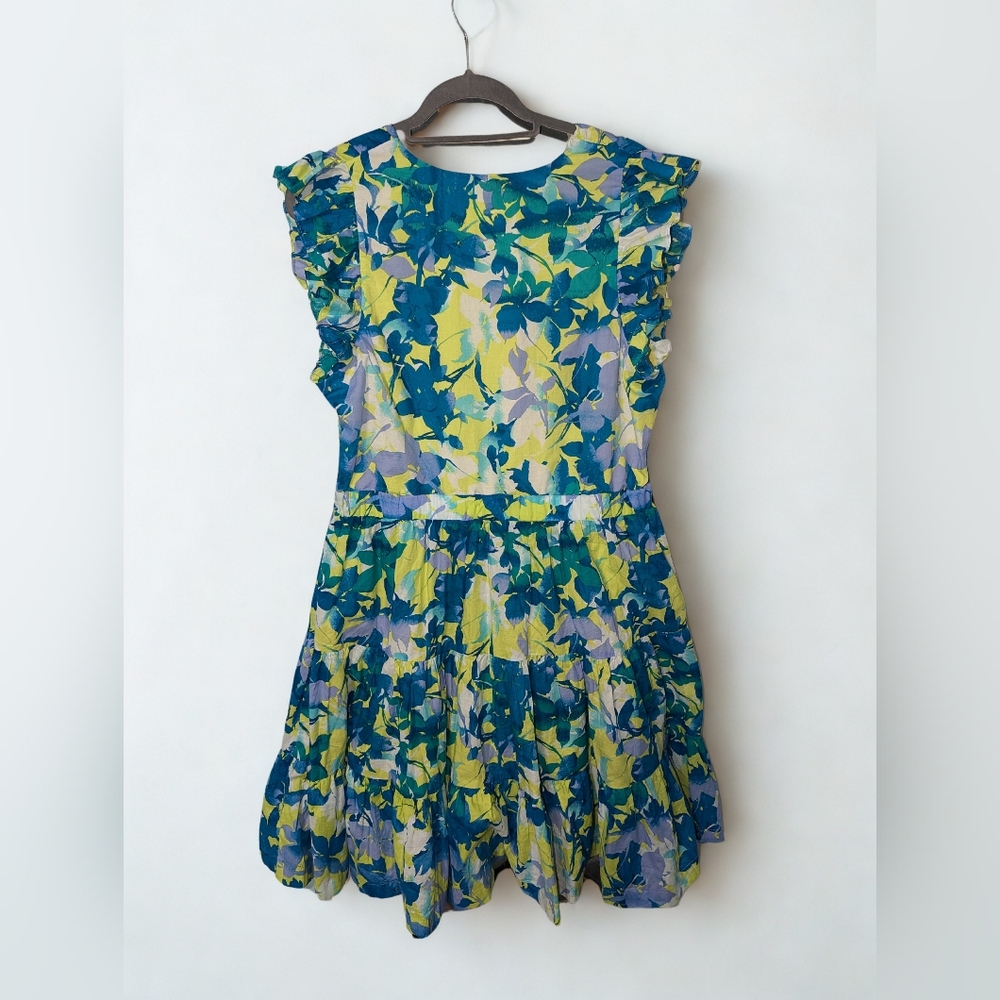 Floral Blue and Green Women's Dress - Picture 3 of 5